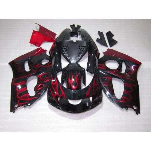 Bodywork plastic fairing kit for Suzuki GSXR750 1996-2000 red flames black fairings set GSXR 600 96 97 98 99 00 OT18
