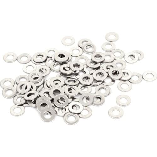 M3x6mmx0.5mm Stainless Steel Round Flat Washer for Bolt Screw 100Pcs