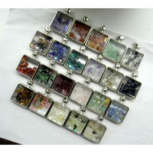 Natural stone Opal Quartz crystal Turquoises lapis irregular gravel stone & glass pendant for diy Jewelry making necklace10pcs