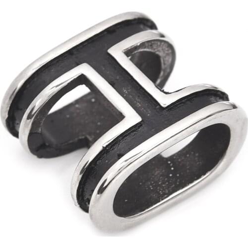 Stainless Steel Slip Bead H Shaped Large Hole 12x6.5mm Metal Beads Sliders for DIY Bracelet Charms Men Jewelry Making Components