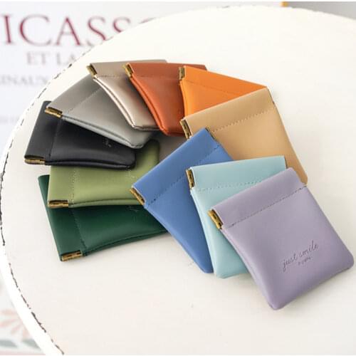 Fashion Pu Leather Earphone Storage Bag Coin Pocket Purse Mini Wallet Key Organizer Money Change Pouch Credit Card Holder