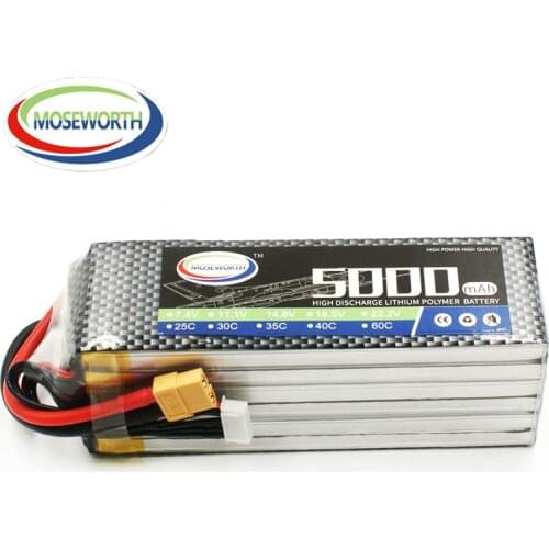 MOSEWORTH Battery 6S 22.2V 5000mAh 35C RC Toys LiPo Battery 6S For RC Airplane Quadcopter Drone Car 22.2V RC Batteries LiPo 6S
