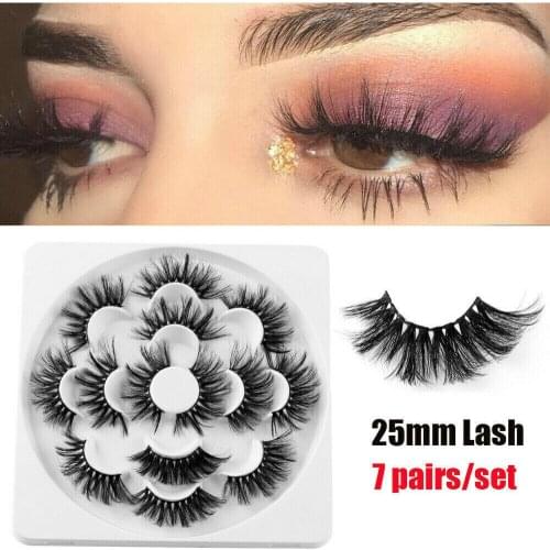 False Fake Human Hair Eyelashes Eye Lashes Women Natural Makeup Beauty 7 Pairs