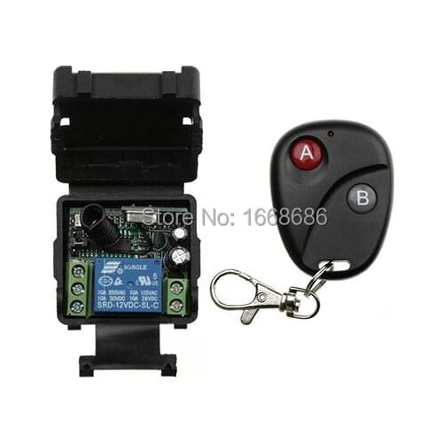 New DC12V 1CH 10A RF Wireless Remote Switch teleswitch Receiver & Transmitter With 2 buttons /lamp/ window/Garage Doors