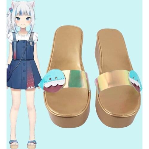 Vtuber Gawr Gura Cosplay Shoes High Heel Slippers Halloween Costume Accessory Prop