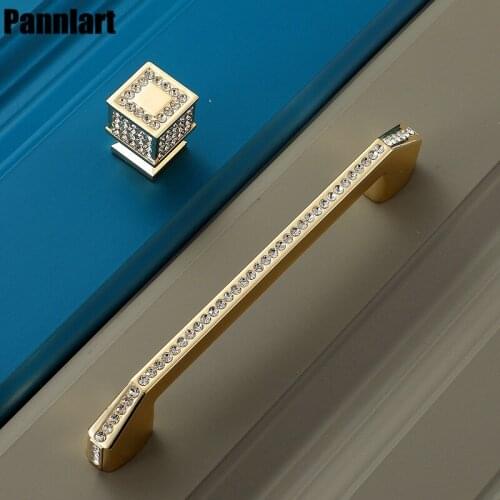 Pannlart 1 Pc Crystal Diamond Handles Zinc Alloy Gold Cabinet Door Handle Drawer Knob Wine Cabinet Knobs Furniture Door Pulls