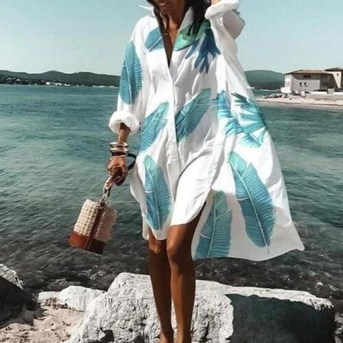 Casual Beach Shirt Dress Women Harajuku Oversized Dress Print 5xl Loose Sukienka Irregular Low Cut Holiday Dress Fashion 2021