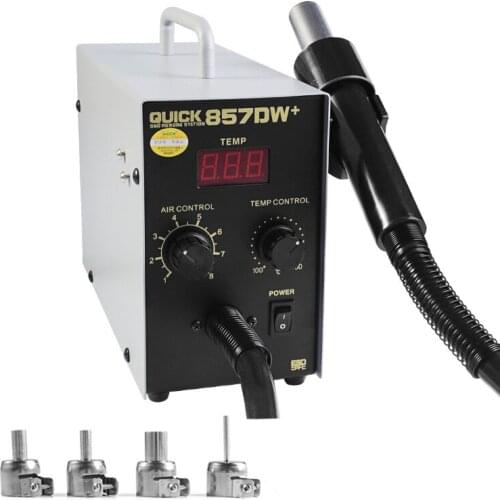 QUICK 857DW+Adjustable Hot Air Gun Station Helical Wind 580W SMD Rework Station with Heater Hot Air Gun soldering Rework Station