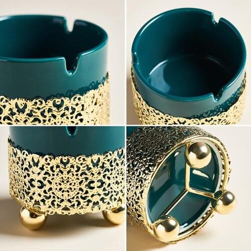 Luxury European Creative Art Ashtray Ceramic Household Living Room Large Capacity Anti Fly Ash Large Ashtray Gift for Boyfriend