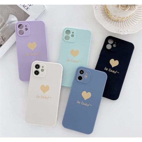 Ottwn Luxury Candy Color Phone Case For iPhone 12 11 Pro Max XS Max XR X 7 8 6S Plus 12 Mini SE 2020 Love Heart Frame Back Cover