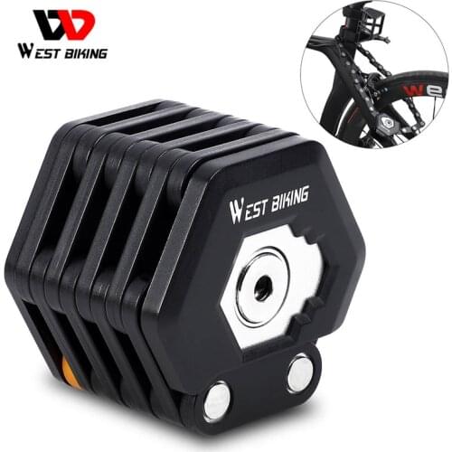 WEST BIKING Foldable Bike Lock MTB Road Bicycle Hamburg Lock High Security Anti-Theft Scooter Electric Folding E-Bike Chain Lock