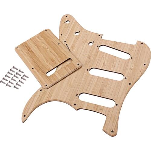 SSS 11 Holes Electric Guitar Pickguard and BackPlate Set for Electric Guitar Parts,1Ply Bamboo