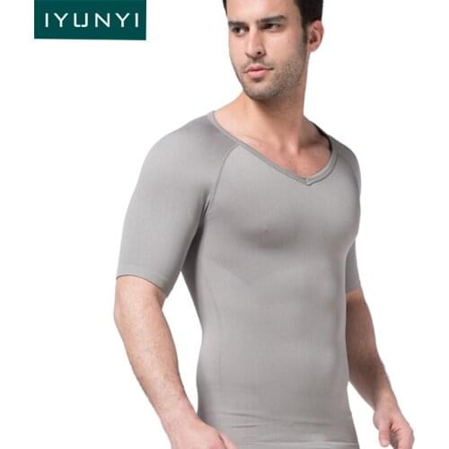 IYUNYI Men Sliming Shaper Shirt Seamless Slimming Waist Underwear T-shirt For Men Body Shapers Tops Control Chest Belly Shirt