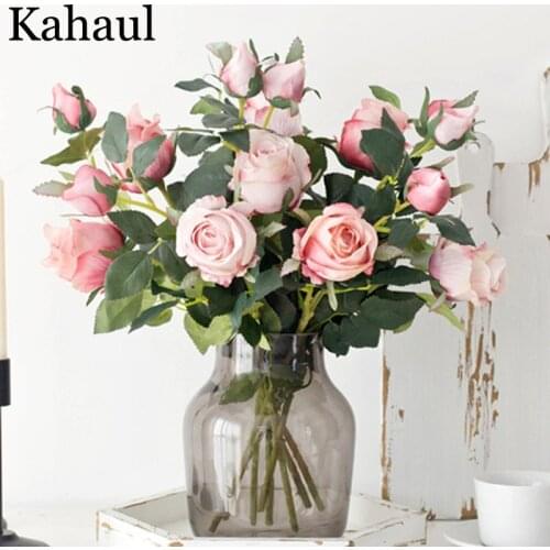 NEW beautiful roses branch artificial silk flowers fake flowers for a wedding home decoration rose silk faux flowers valentine