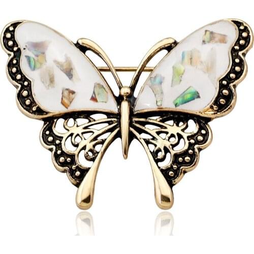 HOSENG Vintage Butterfly Brooch 2 Colors Available Elegant Women Dress Coat Jewelry Pin Gift HS_368