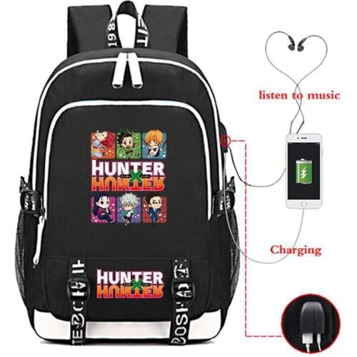 High quality Hunter X Hunter USB Charge Backpacks Students Back To School Gift Boys Girls Book Bag Mochila Teens Laptop backpack