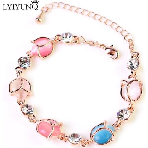 LYIYUNQ High Quality Opal Bracelet Fashion Rhinestone Water Drop Shape Crystal Wedding Jewelry Classic Bracelets For Women