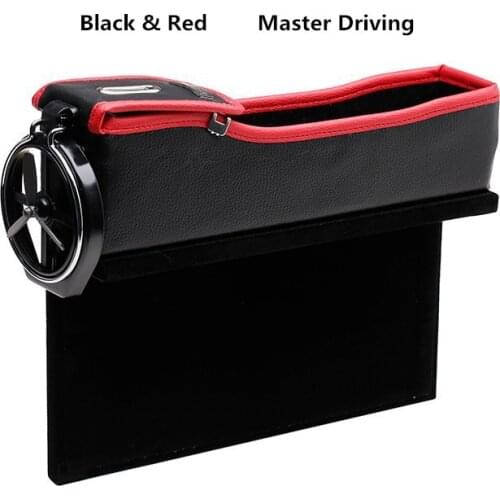 Car Trailer Seat Crevice Storage Box Main Driver Phone Cup Holder Black Red Leather New For RV Camper Bus SUV Van Lorry Truck