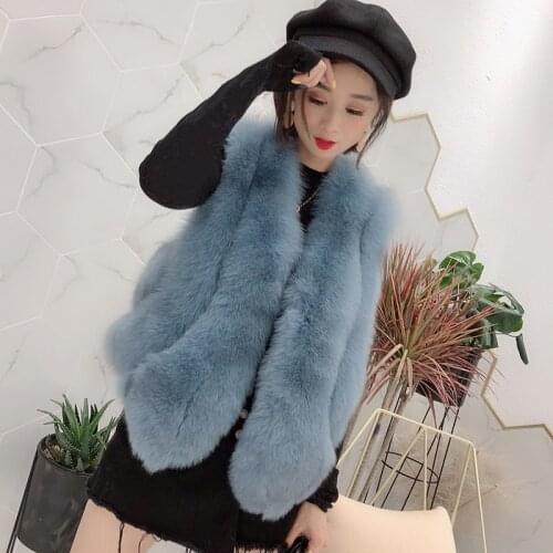 Fox Women Clothes Real Fur Vest Coat Winter Warm Short Waistcoat Korean Vintage Slim Jacket Manteau Femme Hiver ZL702