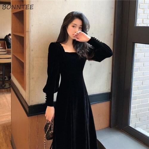 Long Sleeve Dress Women Spring Daily Elegant Fashion French Style Hepburn Stylish Classy Charm Lady Clothing Pure Empire Vintage