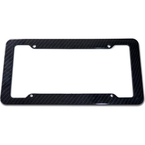1X Black Carbon Fiber License Plate Frame Tag Cover Protection Rack Standard Fit