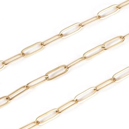 10m/roll 10x3.5x0.8mm 304 Stainless Steel Paperclip Chains Drawn Elongated Cable Chains Soldered with Spool for Jewelry Making