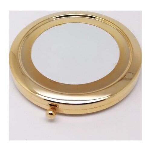 100Pcs 70MM Blank Compact Mirror DIY Portable Metal Cosmetic Mirror Golden -Free Shipping