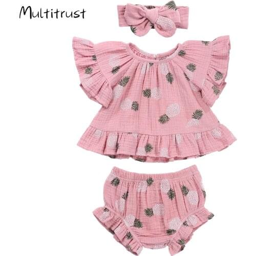 2020 Toddler Girls Clothes Sets Floral/Polka Dot Print Ruffles Short Sleeve T Shirts Tops+ Shorts 2PCS 0-24M