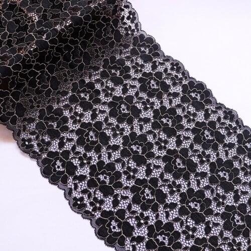 2yards Black 22.5cm Corded elastic lace trim Stretch lace trimming garment accessory DIY Sewing Applique Costume Bra Lace Fabric