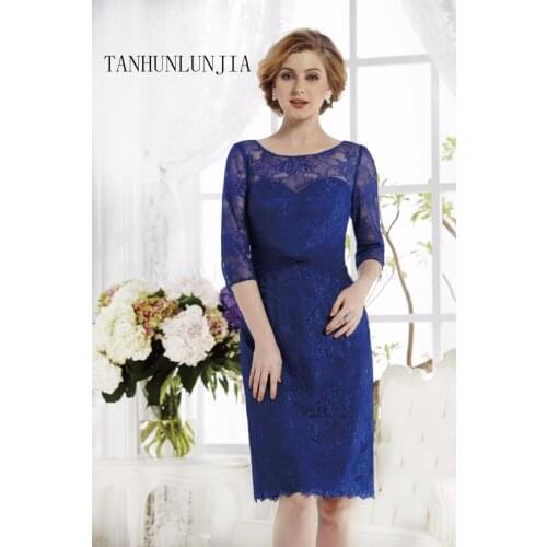 2021 Elegant Royal Blue Lace Half Sleeve Plus Size Formal Party Dress Mother of the Bride Dresses new arrivals robe de soiree