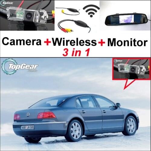 3 in1 Special Rear View Wifi Camera + Wireless Receiver + Mirror Monitor Easy Back Up Parking System For Volkswagen VW Phaeton