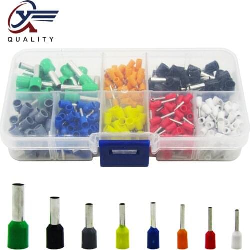 400pcs/box AWG 22 - 10 Insulated Cord Pin End Terminal Ferrules Kit Set Wire Copper Crimp Connector Electrical Crimp Terminator