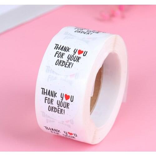 500 Pcs Round Thank You For Your Order Sticker Heart Thanks For Shopping Festival Party Decoration