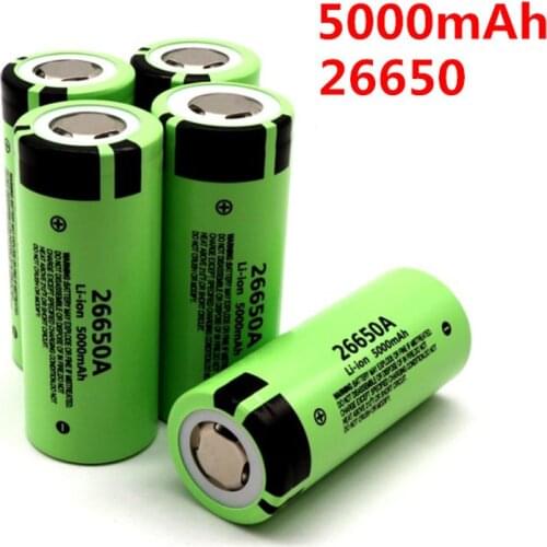 26650 Battery 3.7v 5000mah Rechargeable Li-ion Battery for Flashlight Power Bank Rechargeable Battery
