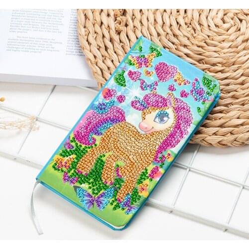 80 Pages Diamond Painting Notebook DIY Cartoon Special Shaped Diamond Embroidery Cross Stitch Diary Book For Kids With Gift Box