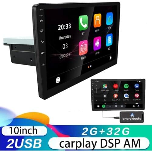 1DIN Car Radio 9 inch 10 inch Touch Screen Multimedia Video Player Bluetooth USB GPS AM DSP Audio System for Apple Carplay Auto