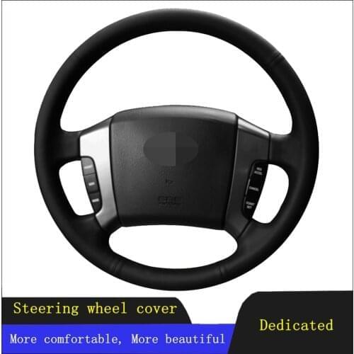 Car Accessories Steering Wheel Cover Black Hand-stitched Non-slip Artificial Leather For Kia Sorento 2004 2005 2006 2007 2008