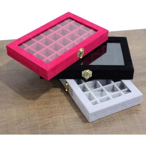 Velvet Wooden Earring Ring Holder Jewelry Box Rings Tray Holder Jewelry Storage Box Jewelry Display Organizer Storage Boxes