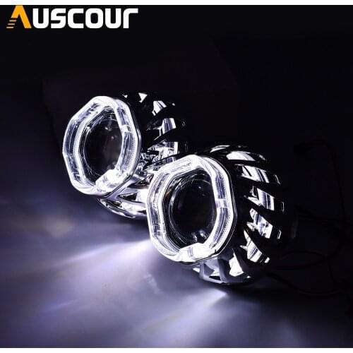 2pcs 2.5inch bixenon Projector Lens white white Angel Eyes DRL hid xenon bulb ballast fit for H1 H4 H7 car headlight Modify