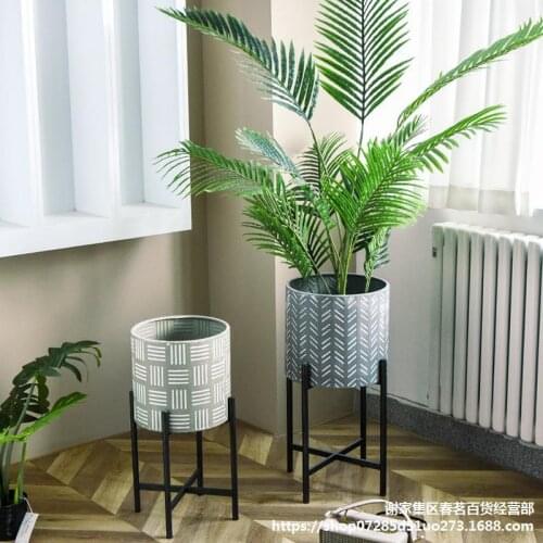 Large Modern Nordic Flower Pot Iron Stand Balcony Decorations Plant Holder Minimalist Accessories Macetero Flower Pot EH50FP