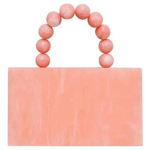 Branded Womens Shoulder Bags Purses And Handbag Women Clutch Bags Ladies Hand Bag Pearl Pink Acrylic Box Clutches Wallet Purse