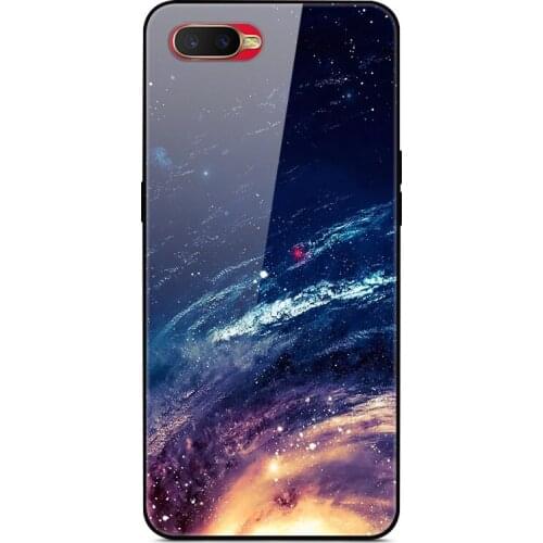 For OPPO K1 Phone Case Tempered Glass Case Fitness Back Cover Star Sky Pattern