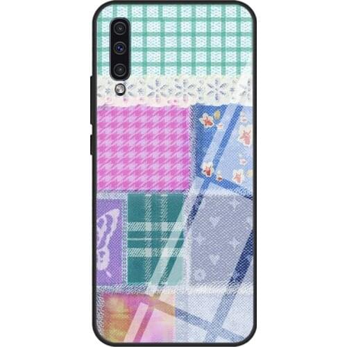 Patchwork Case For Samsung A72 A71 A51 A31 A40 A50 A70 A20e A21S A12 A32 A52 Tempered Glass Cover
