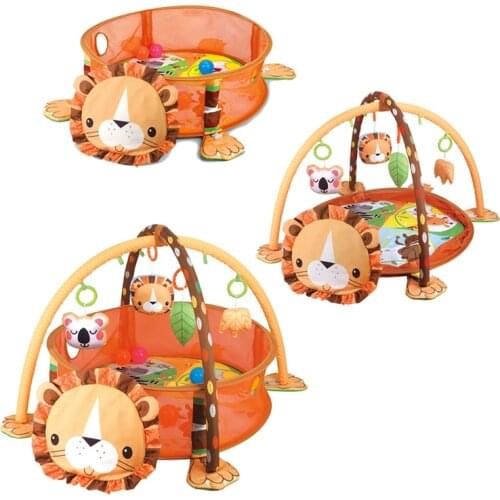 Baby 3 in 1 Fitness frame game blanket multifunctional cartoon play crawling mat tortoise lion ocean ball pool 0-18 months