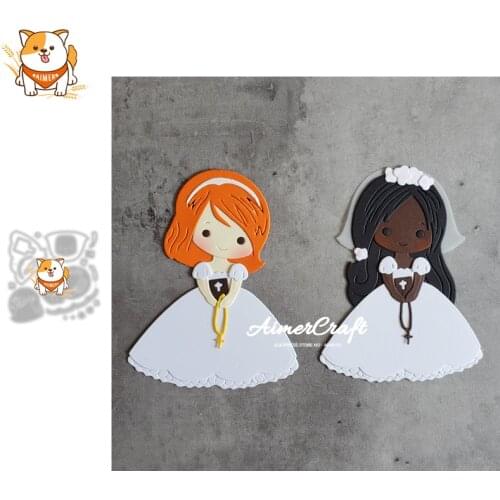 Girl holding bible Ritual Metal Cutting Dies Scrapbooking Stencil DIY Embossing Craft Die Cuts Card Making New Dies For 2020