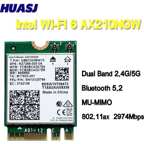 Dual Band WI-FI 6E AX210 M.2 NGFF 2400Mbps Wireless Card For Intel AX210NGW 2.4Ghz/5G 802.11ax BT 5.2 Wifi Network Card