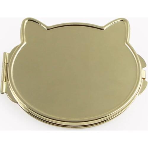 Gold Cat Face Compact Mirror #18577
