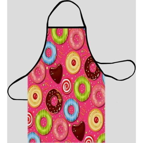 Donuts Pattern Kitchen Aprons For Women Oxford Fabric Cleaning Pinafore Home Cooking Accessories Apron