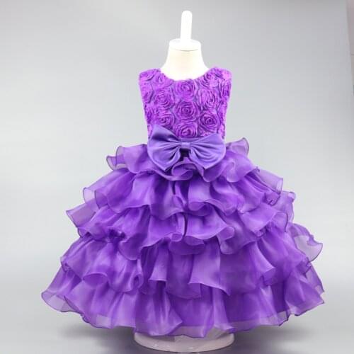 2019 summer Fashion Childrens dress Rose bowknot princess wedding dresses Girls birthday party for 3 4 5 6 7 8 9 10 years old