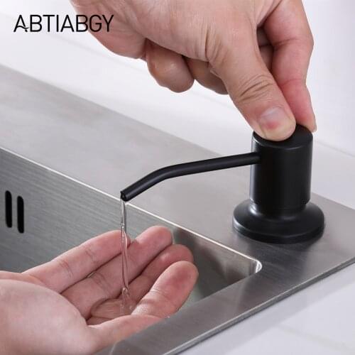 500ML High Quality Matte black Deck Mount Pump Countertop Stainless Steel Sink Soap Dispenser Set Built In kitchen Accessories